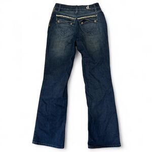 y2k studded indie sleaze grunge dark wash denim jeans sparkly bootcut 25 26